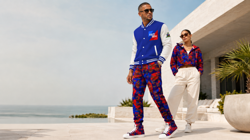 Shop men’s Haiti fan wear including Haitian-flag-inspired shirts, sweatshirts, hats, bags, and accessories for match day, watch parties, travel, and diaspora pride.