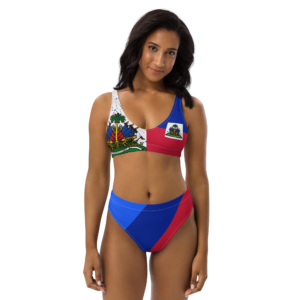 Haiti Flag High‑Waisted Bikini