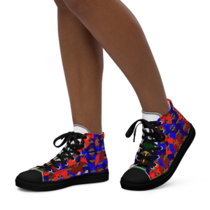 Haiti Emblem Geo Print Women’s High Top Canvas Shoes | Haitian Pride Streetwear