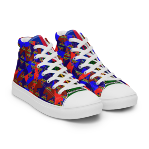 Haiti Emblem Geo Print Women’s High Top Canvas Shoes | Haitian Pride Streetwear
