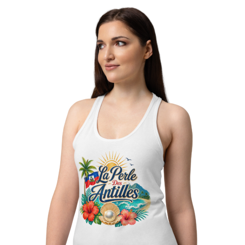 Women’s Racerback Tank – Haiti La Perle Des Antilles | Soft, Fitted, Breathable Activewear - Image 3